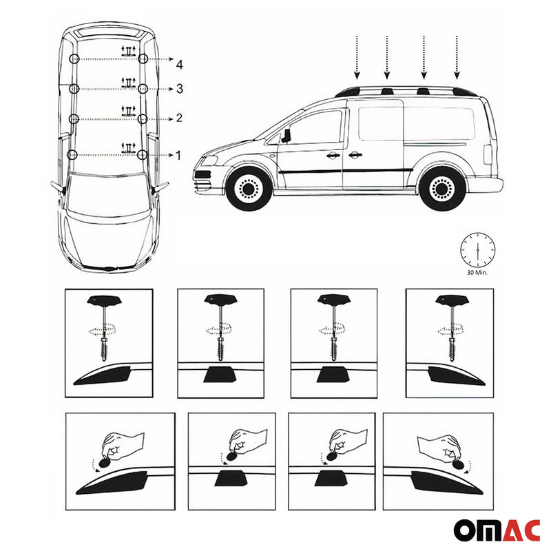 Barre portatutto per VW Caddy 2015-2020 L2 Long Alu Silver 2x