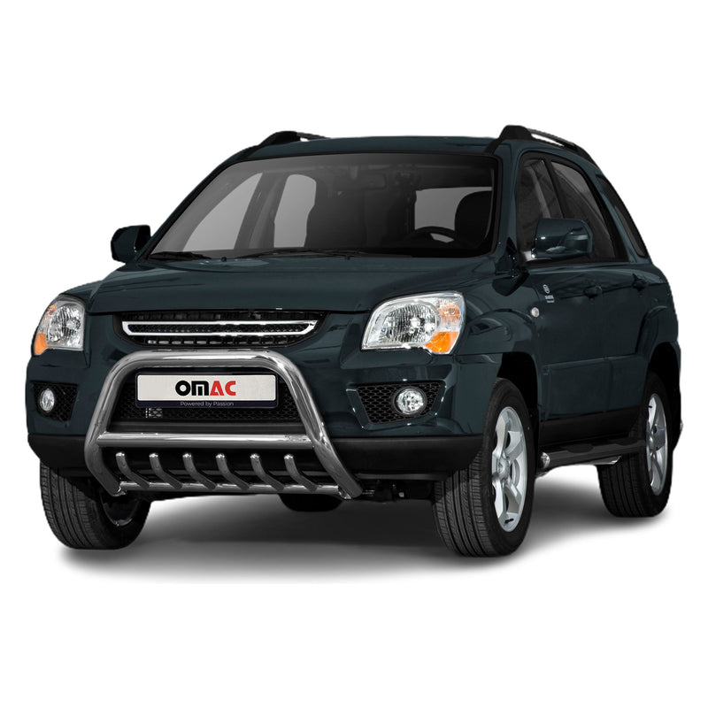Protezione anteriore per Kia Sportage 2008-2010 con ABE acciaio argento 