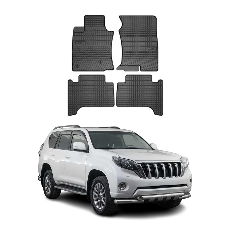 Tappetini in gomma neri per Toyota Land Cruiser Prado J150 2009-2023, 4 pezzi.
