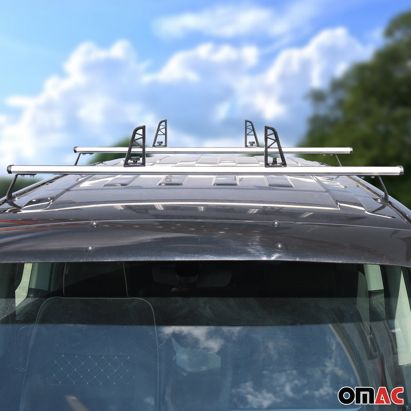 Set 2 barre portatutto + portascale per Fiat Doblo 2010-2021, fermacarico argento