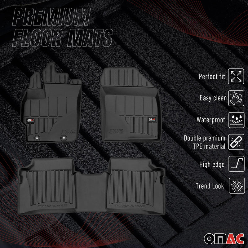 Tappetini Toyota Prius 2010-2015 in TPE nero, 3 pezzi