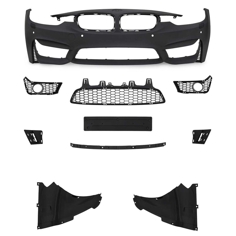 Paraurti anteriore JOM per BMW F30 incl. LCI 2011-2019 SRA + PDC Nero