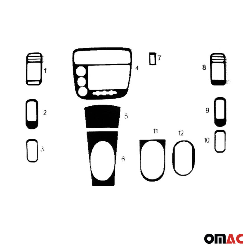 Decorazione interna abitacolo per Honda Civic 2000-2005 look alluminio 12 pezzi 