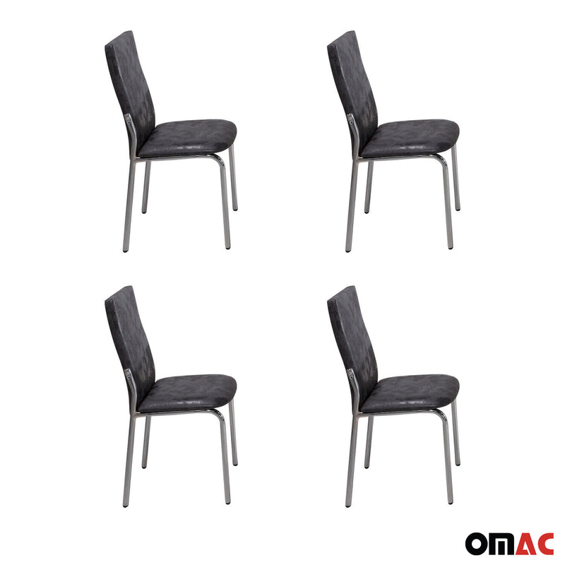 Sedie da pranzo, sedie da cucina, sedia Sarp grigio 4x in pelle artificiale