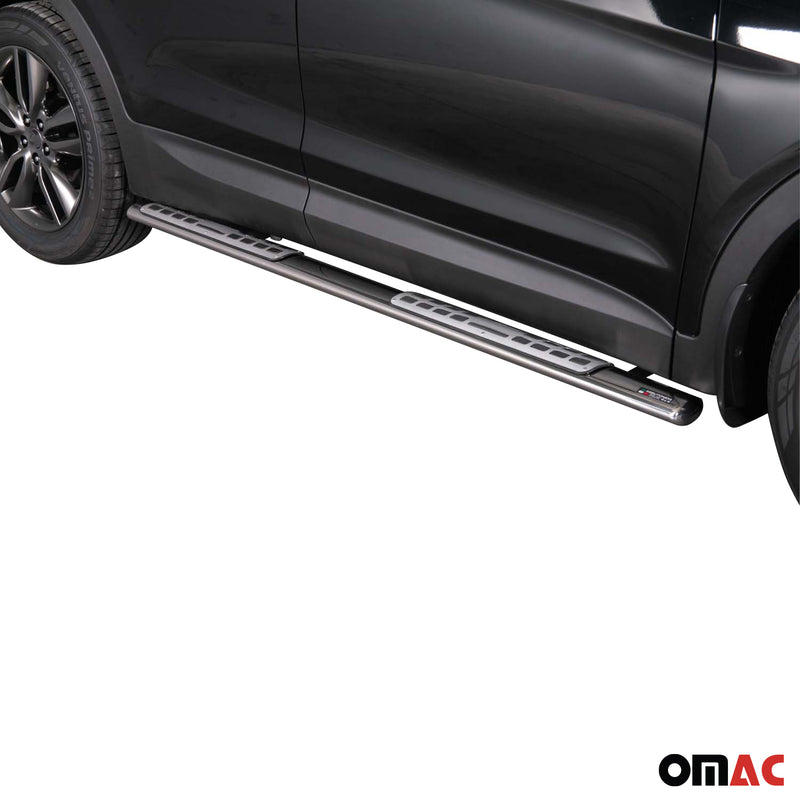 Minigonne laterali in acciaio inossidabile per Hyundai Santa Fe 2012-2015 Argento