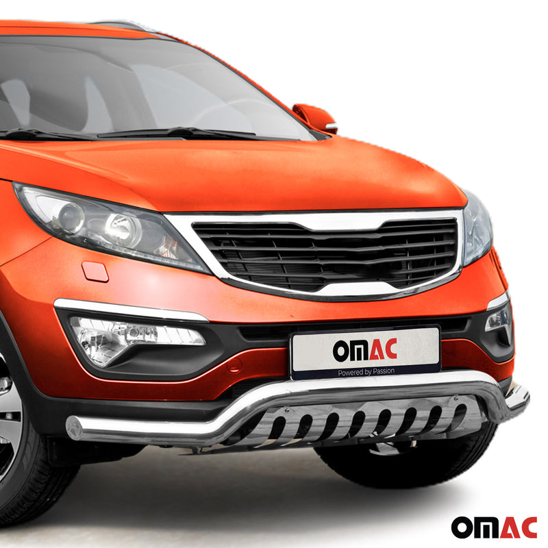 Barra di protezione anteriore in acciaio inox per Kia Sportage 2010-2015 con bull bar ABE argento 