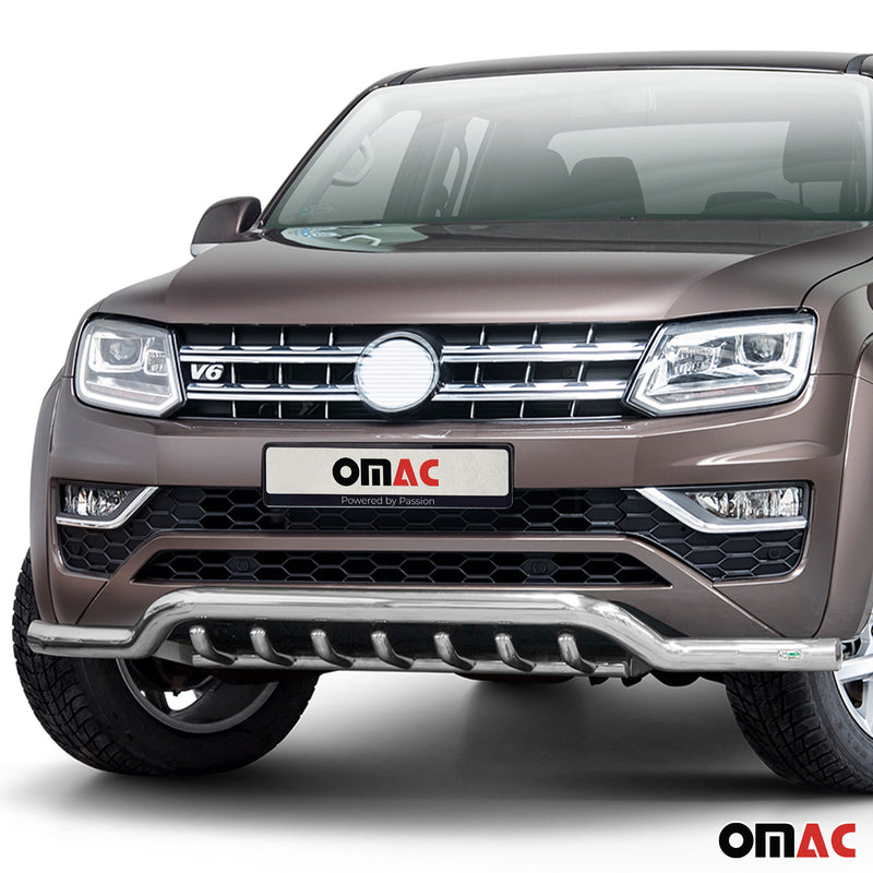 Barra di protezione anteriore per VW Amarok 2016-2021 con ABE in acciaio argento 