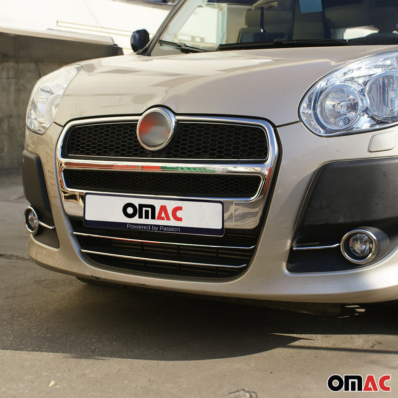 Cornice fendinebbia per Fiat Doblò in acciaio inox argento 5 pezzi 