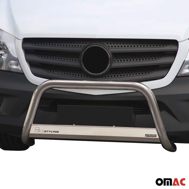 Protezione anteriore in acciaio inox per Mercedes Sprinter 2013-18 Argento 63mm