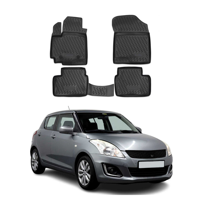Tappetini Suzuki Swift 4 2010-2017 in TPE nero, 4 pezzi