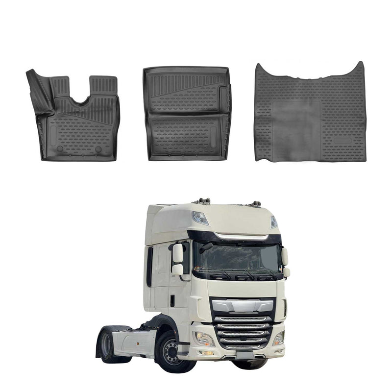 Tappetini DAF XF 2019-2025 in TPE nero, 3 pezzi