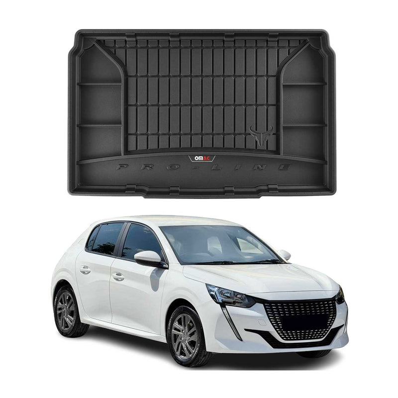 Vasca portabagagli in gomma OMAC per Peugeot 208 2019-2025, vasca portabagagli in TPE, nera