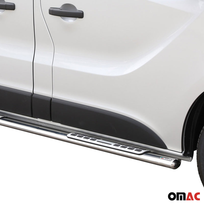 Minigonne laterali in acciaio inox per Opel Vivaro 2014-2018 argento corto
