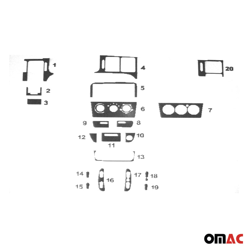 Decorazione interna abitacolo per Opel Vectra B 1998-2002 look alluminio 20 pezzi 