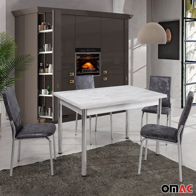 Sedie da pranzo, sedie da cucina, sedia Sarp grigio 4x in pelle artificiale