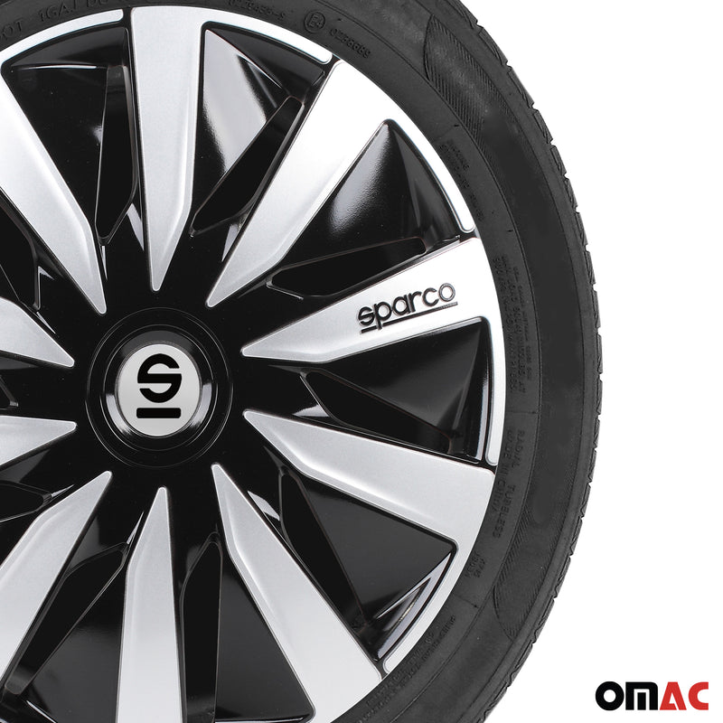 Coprimozzi Sparco 14 pollici Lazio Nero Argento 4 pezzi