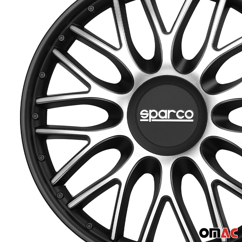 Coprimozzi Sparco 15 pollici Roma argento nero 4 pezzi