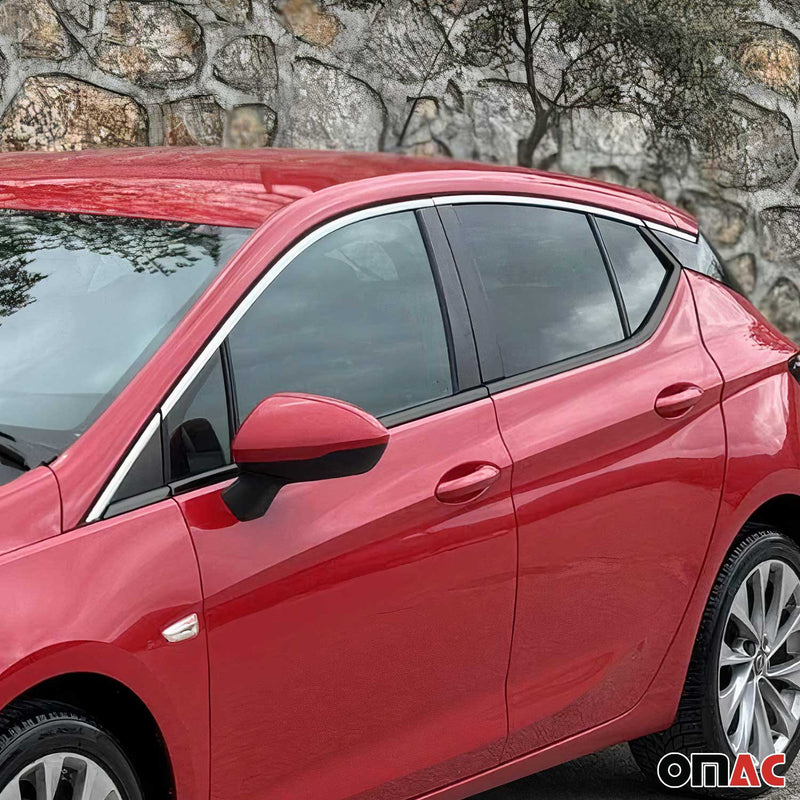Listelli decorativi per finestrini Opel Astra K 2015-2019 in acciaio inox cromato, 8 pezzi 