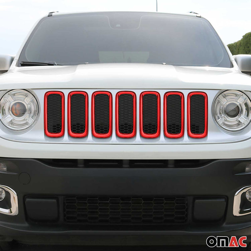 Strisce griglia per Jeep Renegade 2014-2024 Cromate ABS Rosse 7 pezzi 