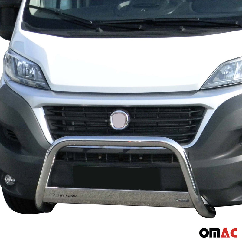 Protezione anteriore in acciaio inox per Fiat Ducato 2014-2023 Grigio ø 63 mm