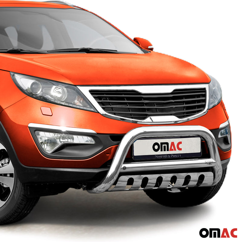 Protezione anteriore per Kia Sportage 2010-2015 con ABE in acciaio inox argento 