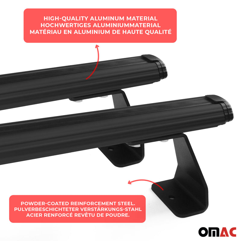 Set 2 barre portatutto + portascala per Fiat Doblo 2000-2010 fermacarico neri