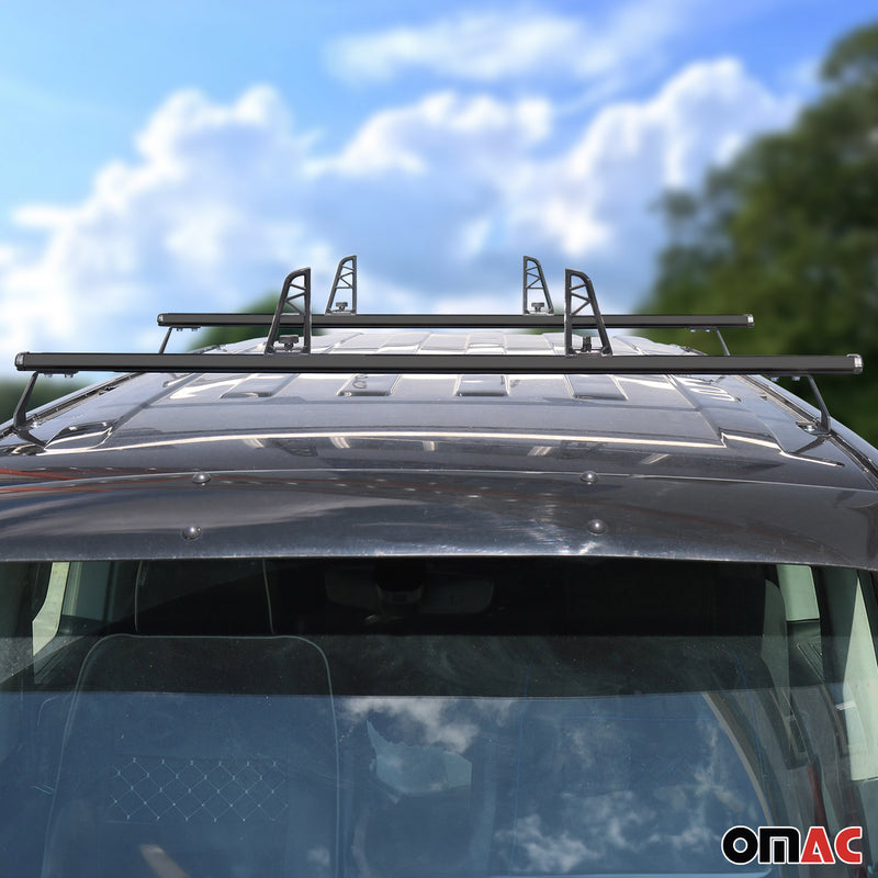 Set 2 barre portatutto + portascala per Fiat Doblo 2000-2010 fermacarico neri