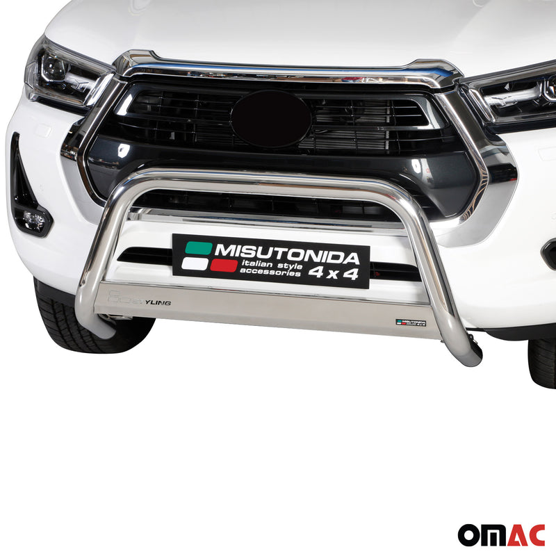 Protezione anteriore per Toyota Hilux 2021-2025 argento protezione ø63mm acciaio