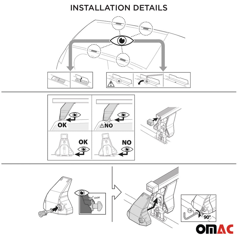 Portapacchi in acciaio Menabo per VW Caddy 2015-2020, 2 pezzi, colore argento