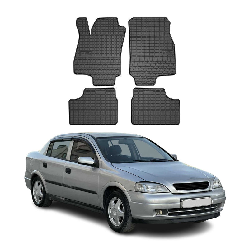 Tappetini in gomma neri per Opel Astra G 1998-2009, 4 pezzi.