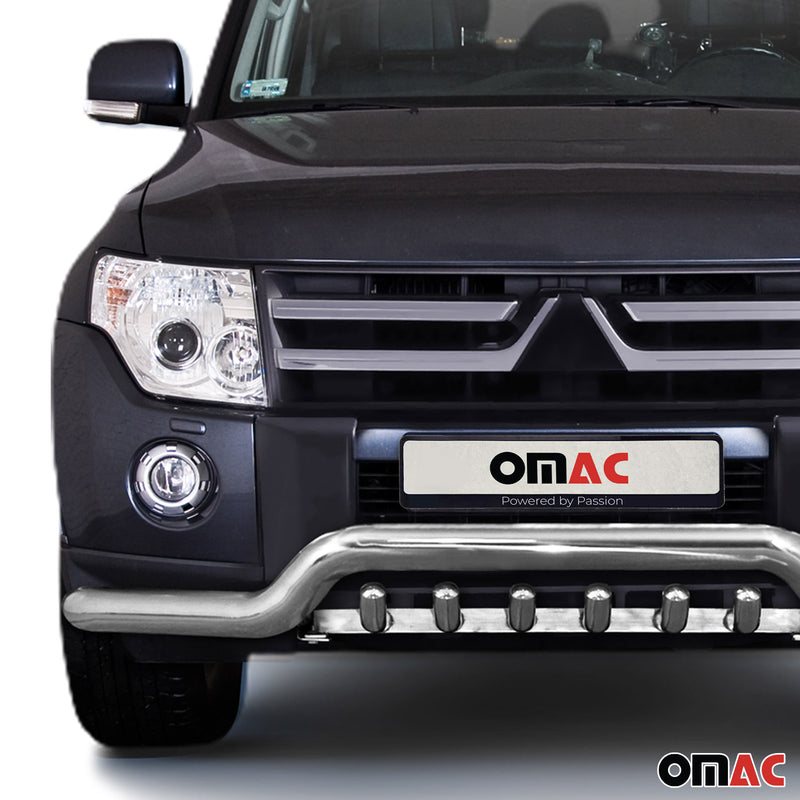 Barra di protezione anteriore per Mitsubishi Pajero 2007-2014 con ABE acciaio argento 