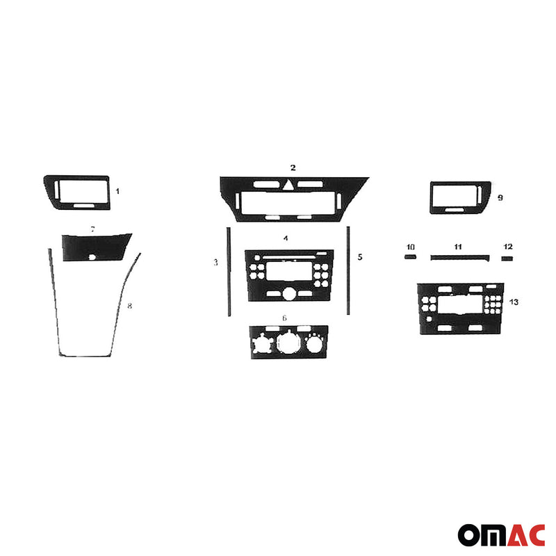Decorazione interna abitacolo per Opel Astra H 2005-2010 look alluminio 13 pezzi 
