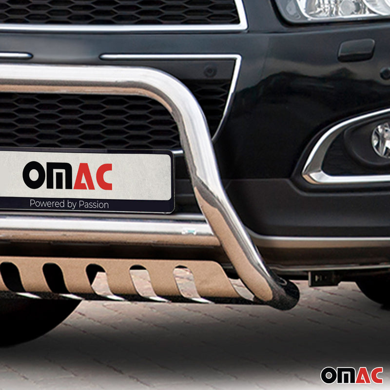 Protezione anteriore per Chevrolet Captiva 2012-2015 con ABE in acciaio argento 