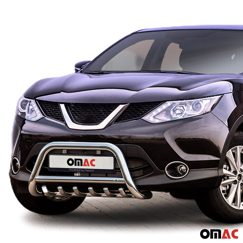Protezione anteriore per Nissan Qashqai 2013-2017 ABE bull bar argento 