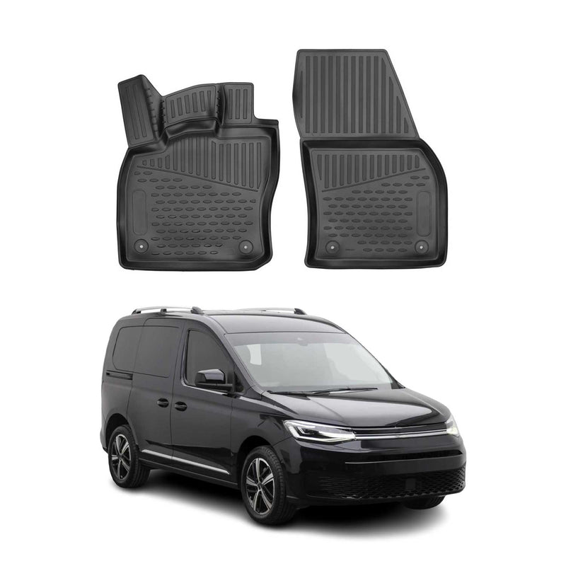 Tappetini VW Caddy 2020-2025 in TPE nero, 2 pezzi 