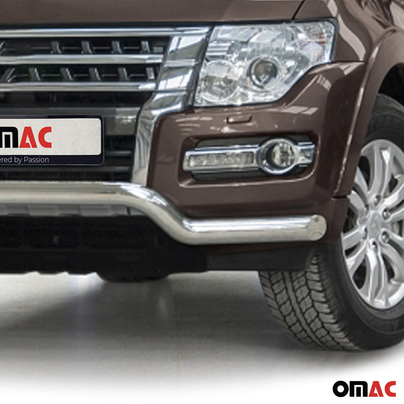 Barra di protezione anteriore per Mitsubishi Pajero 2014-2022 con ABE acciaio argento 