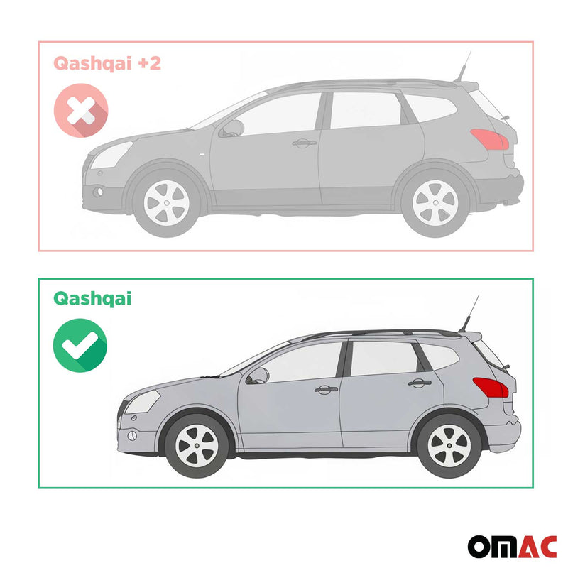 Minigonne laterali in alluminio per Nissan Qashqai J10 2006-2014 argento 2 pezzi