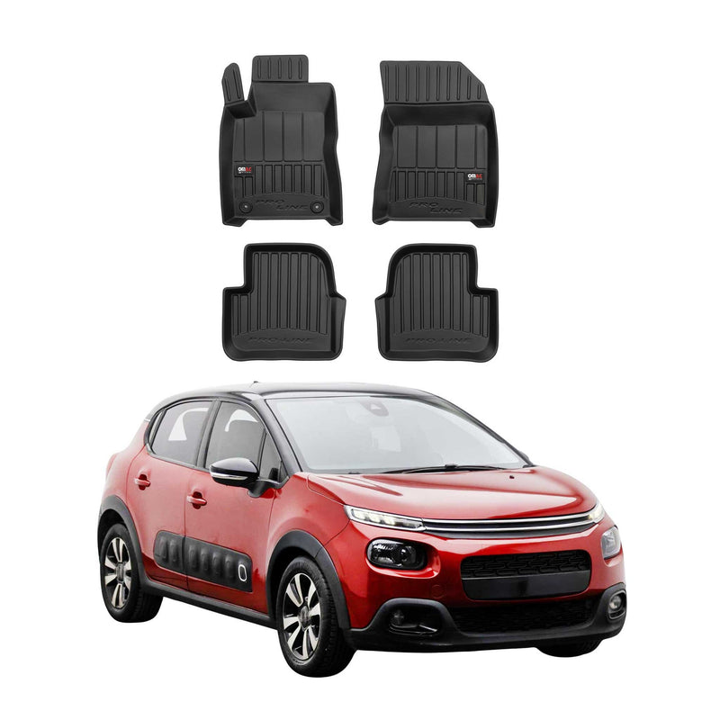 2016-2024 Citroen C3 Schrägheck Fußmatten TPE Schwarz 4 tlg