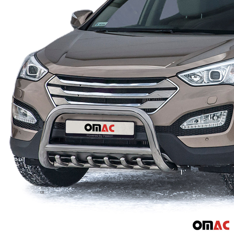 Barra di protezione anteriore in acciaio inox per Hyundai Santa Fe 2012-2018 ABE Silver bull bar 