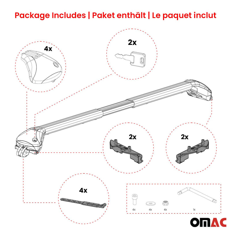 Barre portatutto per Audi A4 Allroad B8 B9 2009-2025 5 porte alluminio argento 2 pezzi ABE