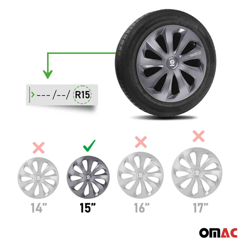 Coprimozzi Sparco 15 pollici Sicilia Grigio Carbonio 4 pezzi