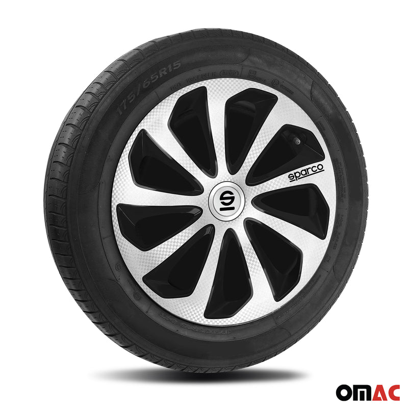 Coprimozzi Sparco 16 pollici Sicilia Argento Carbonio Nero 4 pezzi