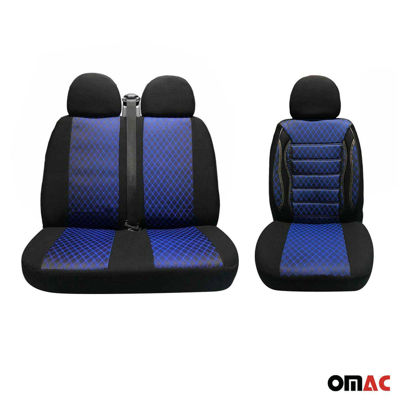 Coprisedili per Ford Transit 2006-2014 Nero Blu 2+1 Anteriori