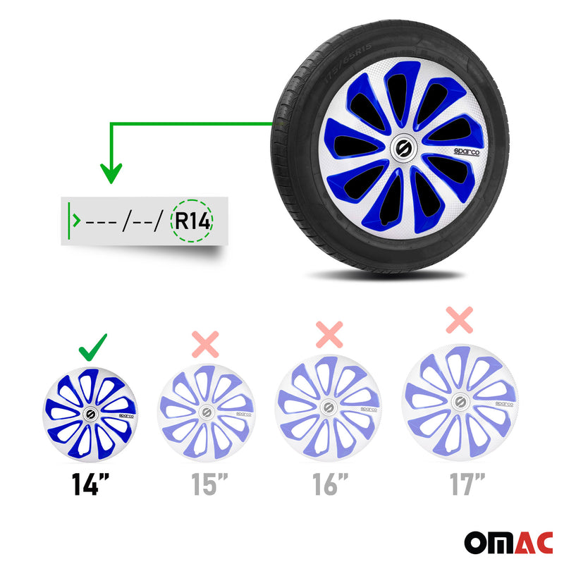 Coprimozzi Sparco 14 pollici Sicilia Argento Blu Carbonio 4 pezzi