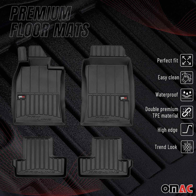 Tappetini Mini Cooper e One R50 R52 R53 2001-2006 in TPE nero, 4 pezzi