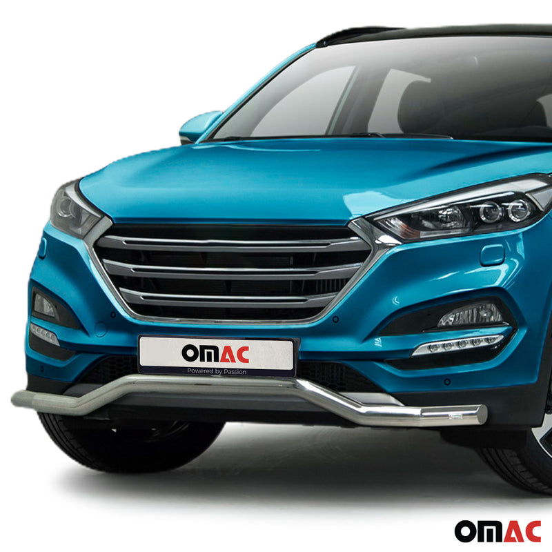 Barra di protezione anteriore per Hyundai Tucson 2015-2020 ABE acciaio argento 