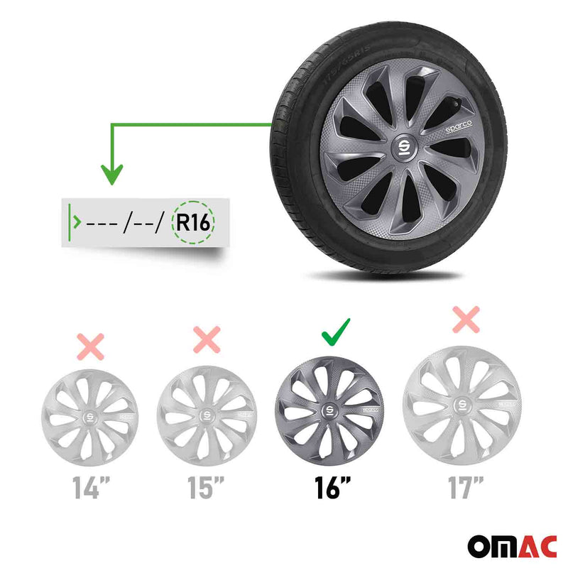 Coprimozzi Sparco 16 pollici Sicilia Grigio Carbonio 4 pezzi