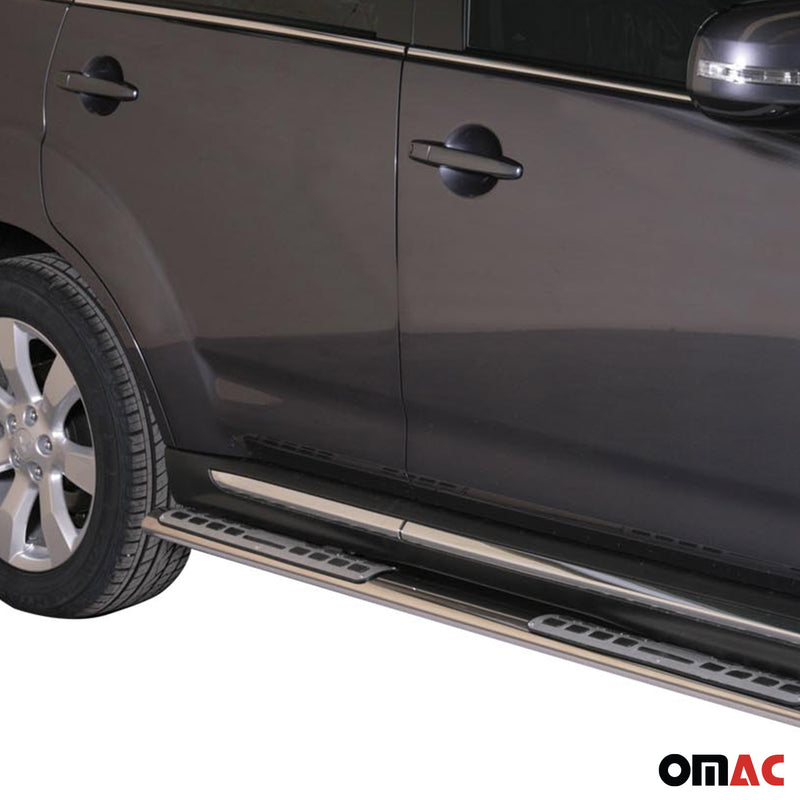 Minigonne laterali in acciaio inox per Mitsubishi Outlander 2010-2012 Grigio