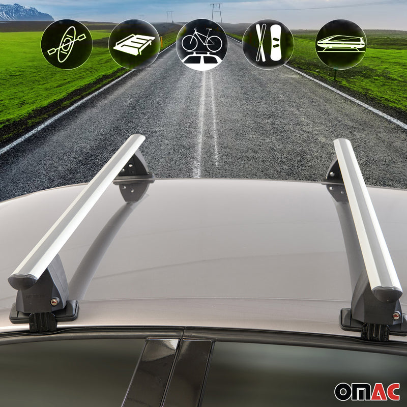 Base portapacchi Menabo per Opel Crossland X 2017-2020 ABE Alu Grey 2x