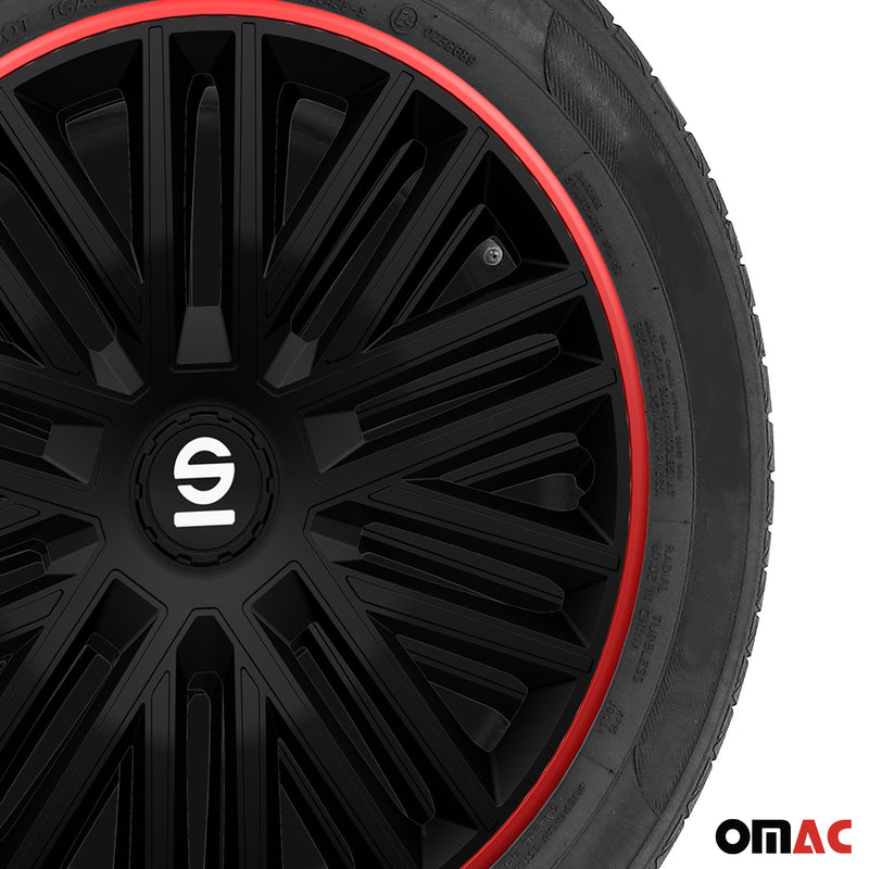 Coprimozzi Sparco 16 pollici Bergamo Nero Rosso 4 pezzi